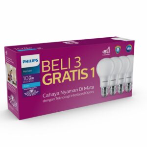 Lampu Philips LED Bulb 10W Buy 3 Get 1 Free Pack